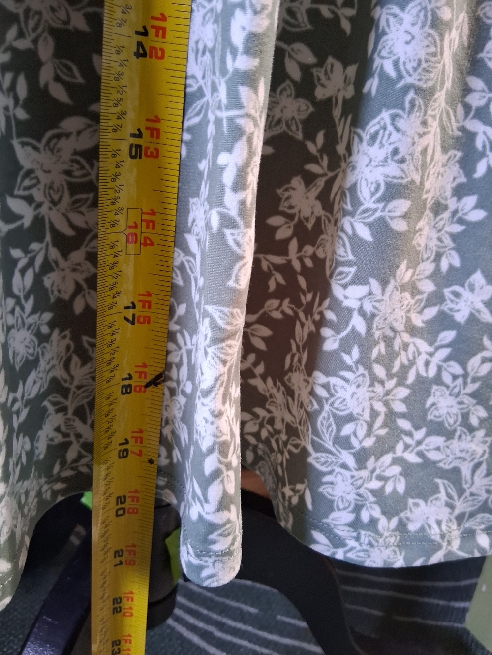 the general good midi dress faux wrap-around cream floral on sage green - Picture 9 of 9